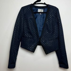 Frenchi blazer, textured, navy blue size M